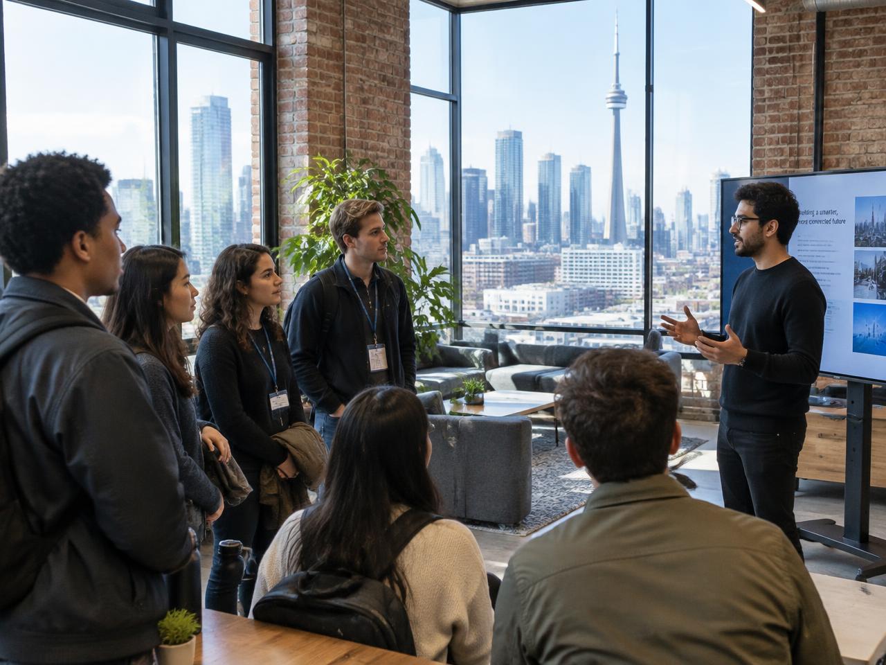 Participants at a Toronto startup presentation