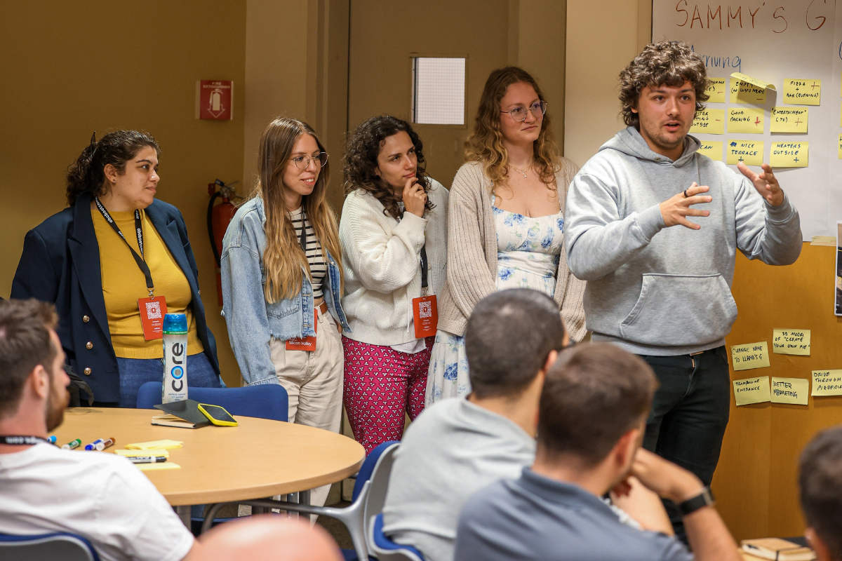 Pictured is Nikola presenting to the rest of the group at ABC Silicon Valley 2025.